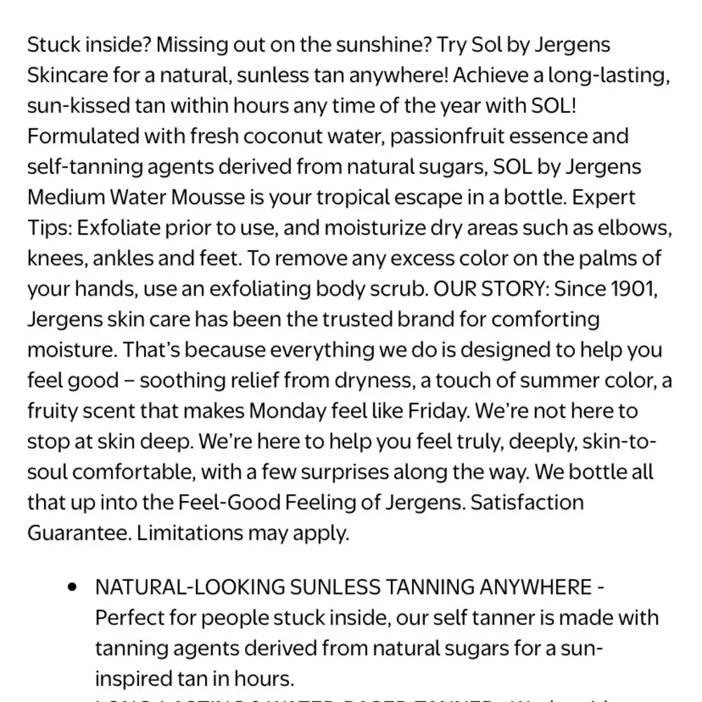 SOL by Jergens Sunless Tanning Water Mousse Medium
